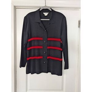 Exclusively Misook Cardigan women's‎ size XL red black collared plus size